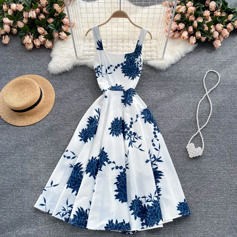 Cute A line floral dress fashion dress  559